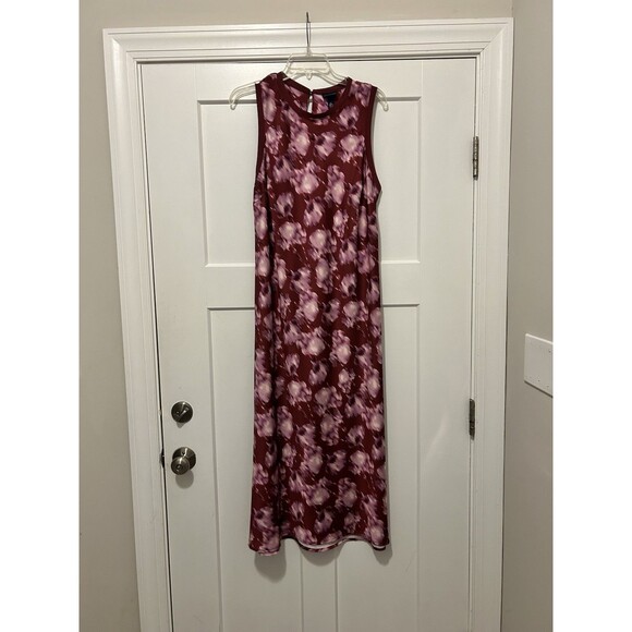 Scoop Women’s Size XL Bodycon Bias Cut Burgundy Floral Sleeveless Modest Dress - Picture 2 of 9